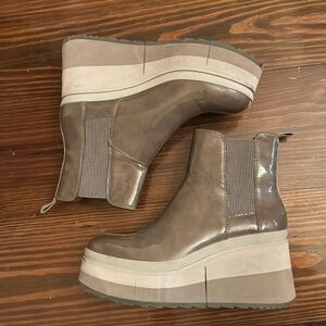 Naked Feet boots, grey,patent leather, size 8